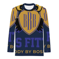 Image 2 of BOSSFITTED Navy and Gold AOP Men’s Compression Shirt