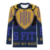 BOSSFITTED Navy and Gold AOP Men’s Compression Shirt