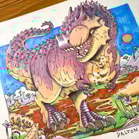Image 2 of Lythronax Rex & Lizard Original Artwork
