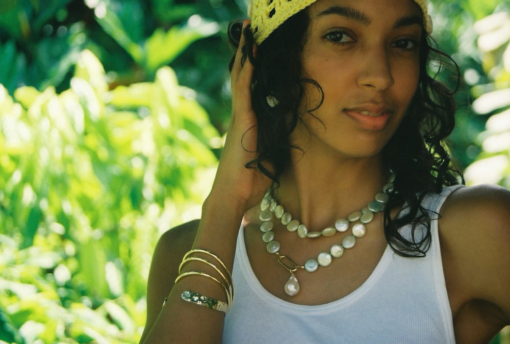 Image of Minty pearl necklace 