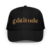 Image 2 of Gratitude Trucker(Dark Tan on Black-Pink/White-Blk/White)