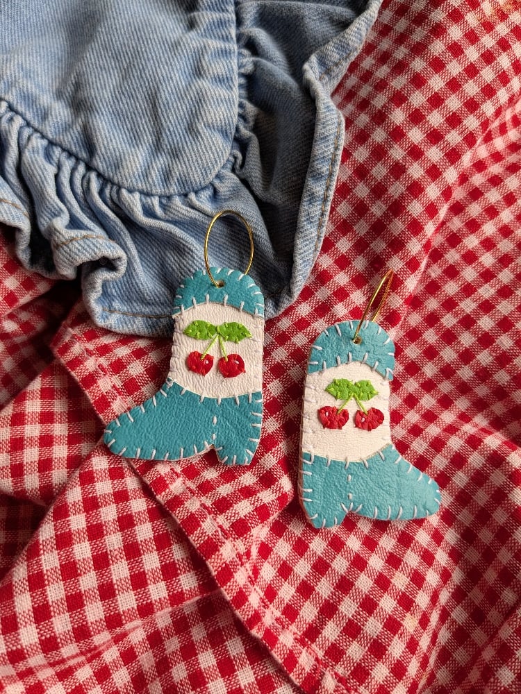 Image of Cherry Cowboy Boot Earrings