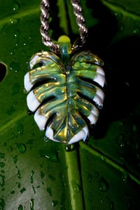 Image 1 of drippy (uv) variegated monstera leaf pendant 💦🌿