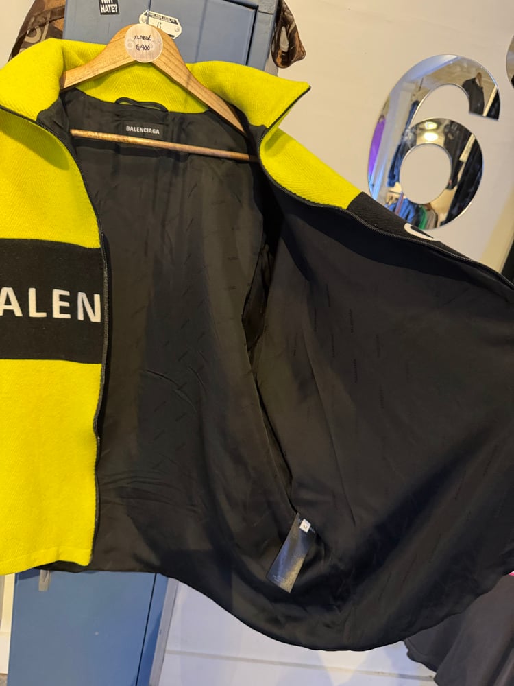 Image of Balenciaga Yellow Fluo Wool Logo Zip Up