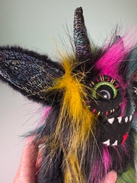Image 3 of Very Happy Weighted Monster - Black w/ Pink Teal Yellow Patch Fur