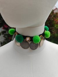Image 2 of 🧿Festival choker pompoms Green