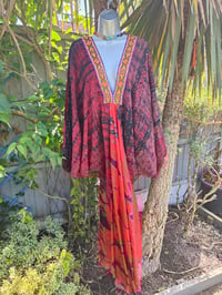 Image 5 of Wanderlust maxi dress Sari tie dye RED upto 18 uk