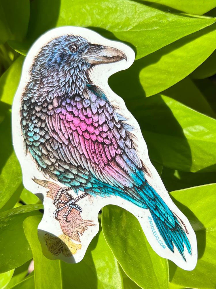 Image of Raven & Ginkgo Leaves Sticker