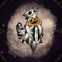 Kitty ghost pumking  keychain