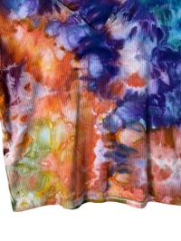 Image 7 of ♻️ UPCYCLED XXL Rib Knit Crop Tee in Earthy Rainbow Ice Dye