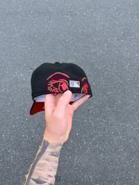 Image 4 of RED BRIM BLACK TEXAS RANGERS CUSTOM FITTED CAP