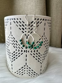 Image 3 of Malachite (Silver) Small Hoop Earrings