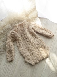 Image 3 of Knitted baby set for photoshoot | 0-3 months |  beige tones