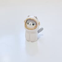 Image 2 of Gray and white astronaut cat ceramic figurine
