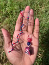 Red/Blue Agate with Pink Wire