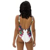 White and Colorful Butterfly One-Piece Swimsuit
