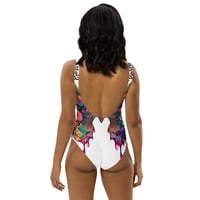 Image 3 of White and Colorful Butterfly One-Piece Swimsuit