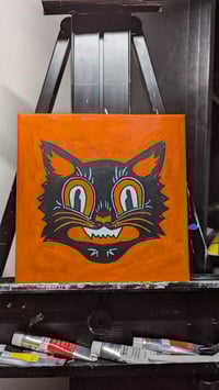 Vintage Halloween Cat original painting