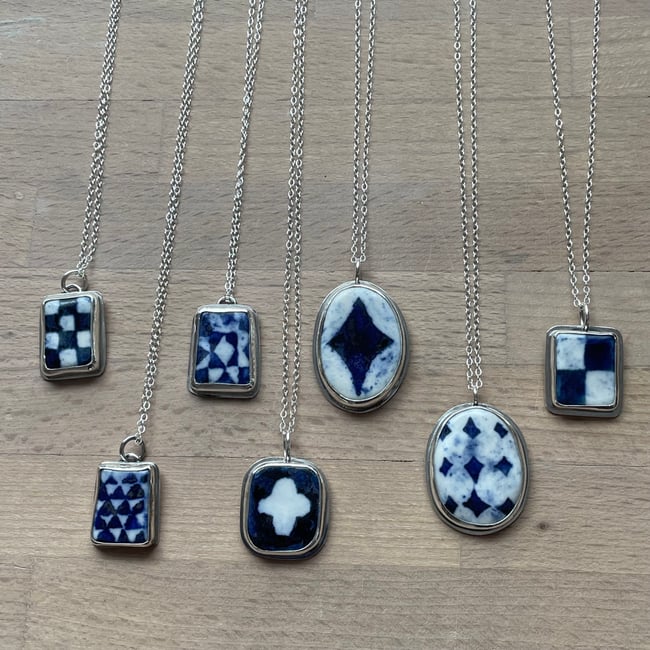 Porcelain & silver necklace 1