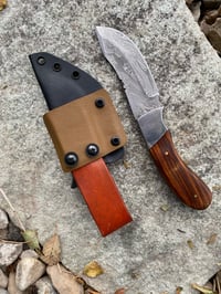 Image 3 of Damacus twist blade w/Kydex and leather sheath