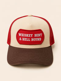 Image 1 of Whiskey Bent & Hell Bound Embroidered Trucker Cap