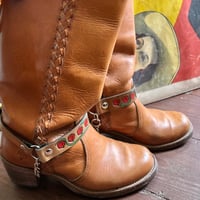 Image 3 of ANTIQUE BROWN- SNAKES N ROSES BOOT STRAPS