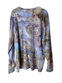 Image 6 of L Unisex Adult Soft Long Sleeve Tee in Muted Watercolor Ice Dye