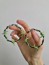 Image 1 of BLACK & MINT GREEN  BARBED WIRE HOOPS