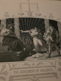 Image 2 of " The judgement of Solomon” 1800s Bible page with preserved web