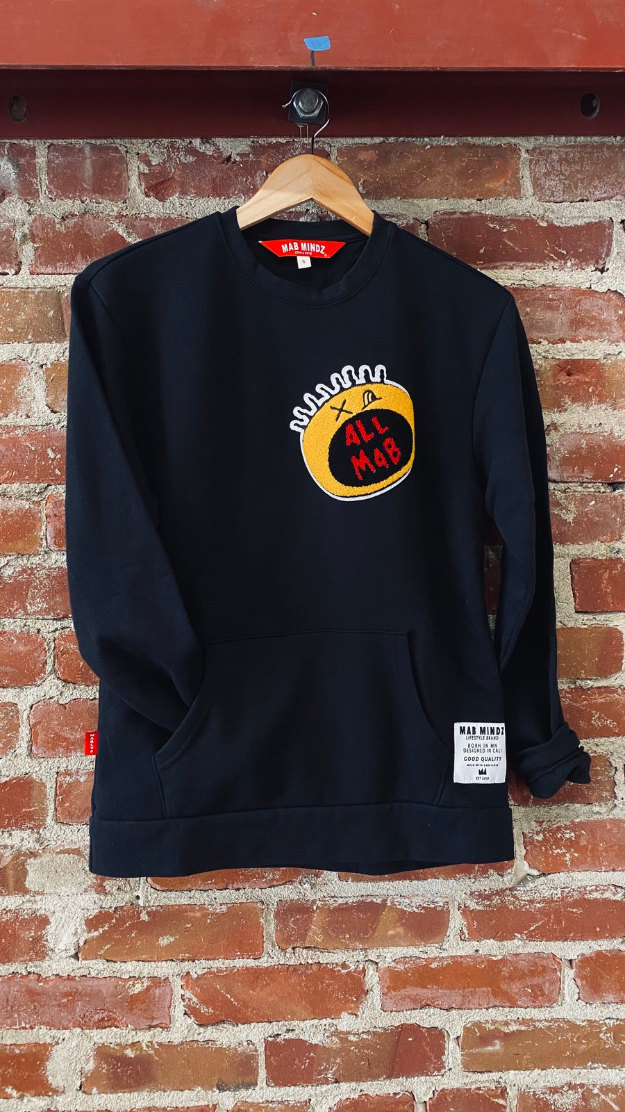 Image of ALL MAB 2.0 Crewneck Sweater w/ Kangaroo Pockets - Black