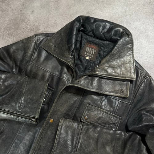 Image of 1990s High Collar Leather Jacket, Size Large