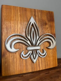 Image 4 of Hand-Cut Canary Wood Fleur-De-Lis
