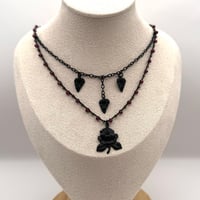 Image 3 of Garnet & Obisidan Rose Necklace