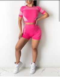 B3Fit - Pink  Bodycon Short Set 