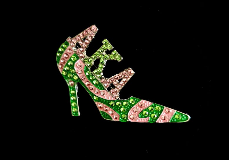 Image of AKA Pink & Green Shoe Brooch