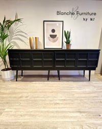 Image 2 of Extra Long Nathan Sideboard in Black on tall wooden tapered legs