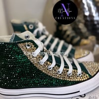 Image 5 of Fully Bling High Top Chucks w/ Gold