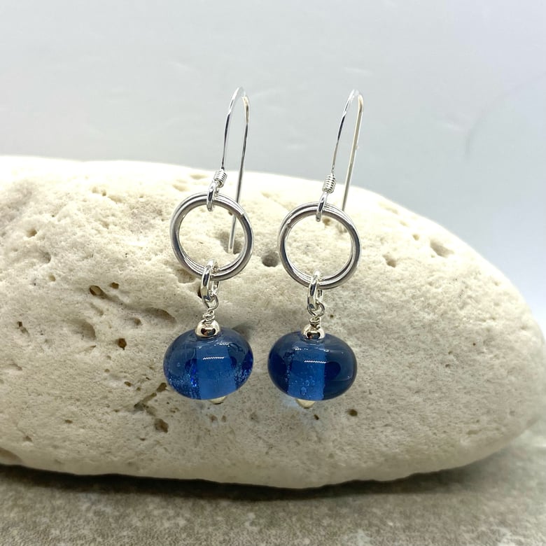 Image of Transparent Denim Ring Dangle Earrings