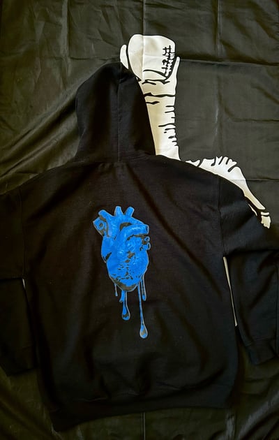 Image of I 💙 NFY HOODIE “Blacked” (Blue Heart Logo)