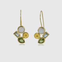 Image 3 of Banyan Citrine, Peridot, Moonstone & Blue Topaz Earrings