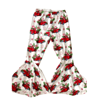 Image 1 of Pre-Owned Kids Christmas Bell Bottom Leggings Red Truck Print Youth 10–12