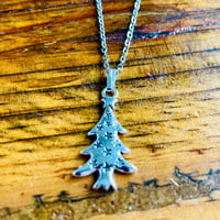 Image 2 of Set of 5 Christmas tree silver plated necklaces 