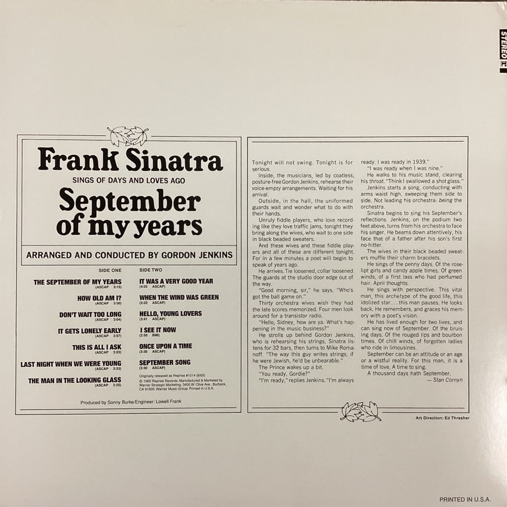 Frank Sinatra - September Of My Years