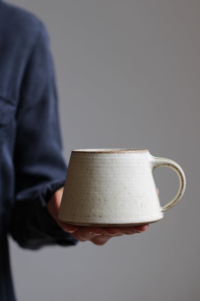 Image of short mug in textured dune