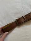70s tooled leather abstract buckle belt 