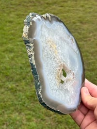 Image 3 of Large Agate Slice With Druzy Crystal Pockets #2249