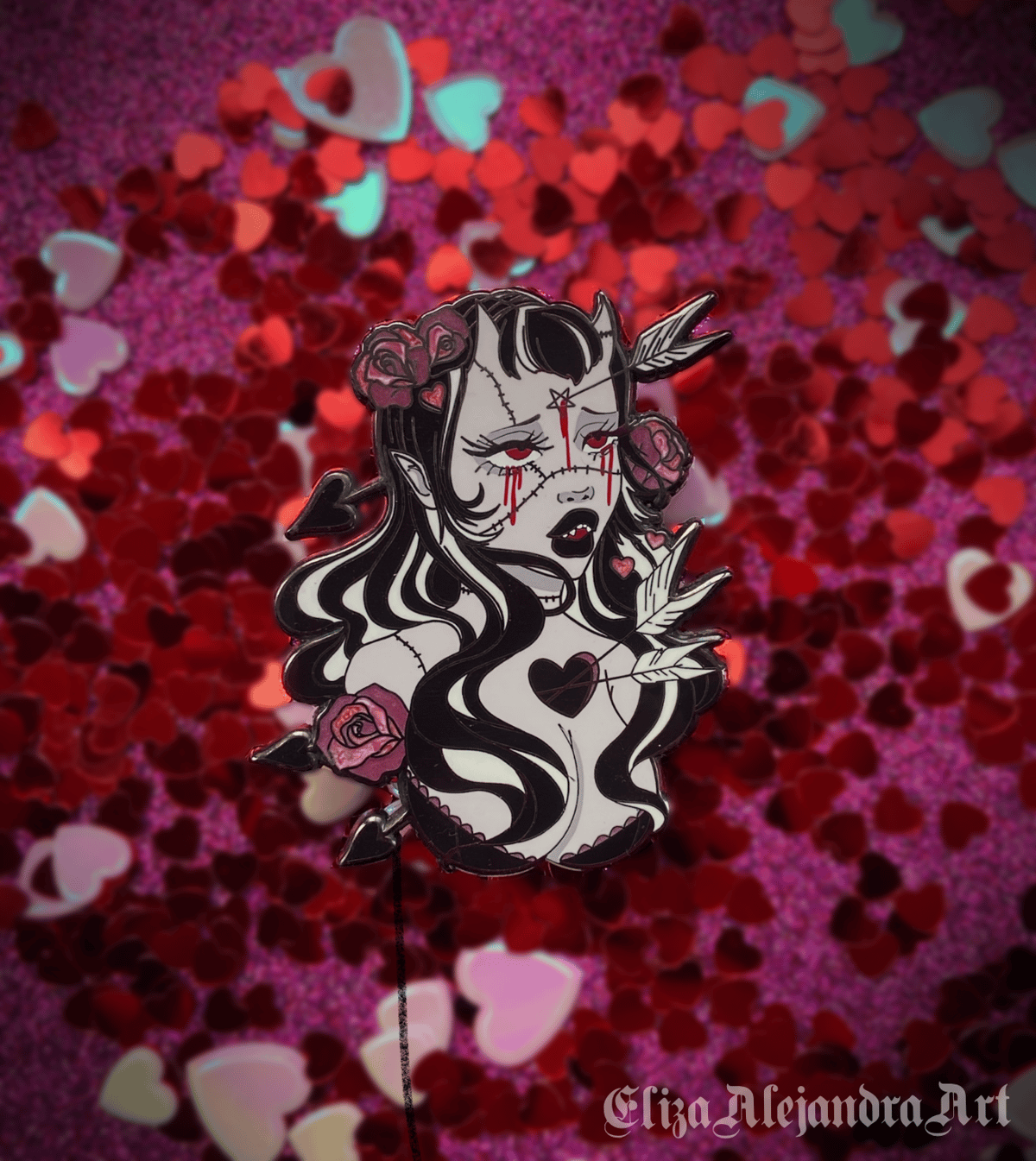 Image of Bloody Breakup B&W Enamel Pin