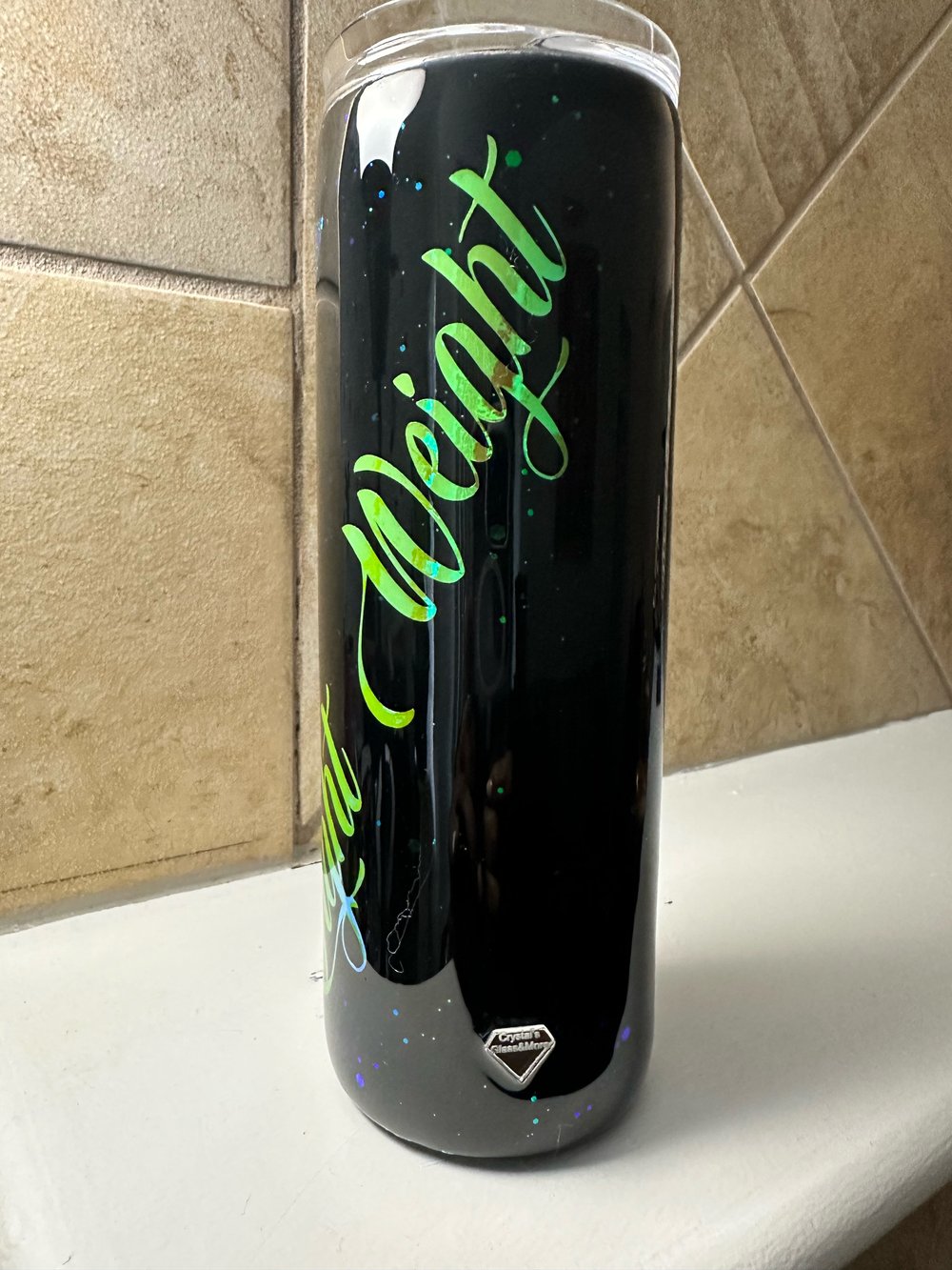 Image of Peek A Boo Glitter Feather Tumbler