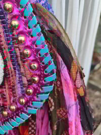 Image 5 of FRILL MINI body cross Sari bag with ruffles - detachable strap -peace sign