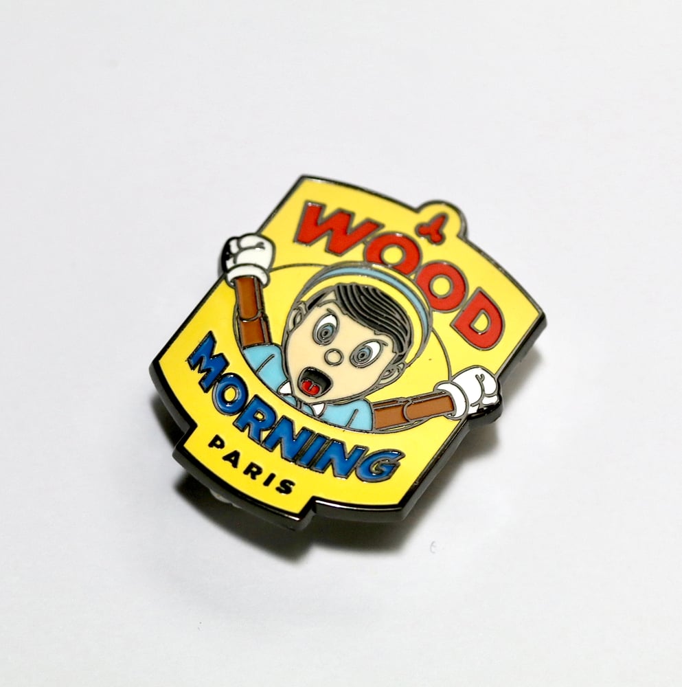 Image of 'WOOD MORNING PARIS' ENAMEL PIN